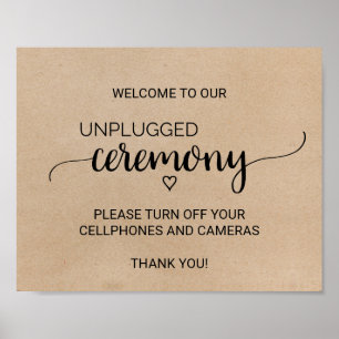 Simple Kraft Calligraphy Unplugged Ceremony Sign