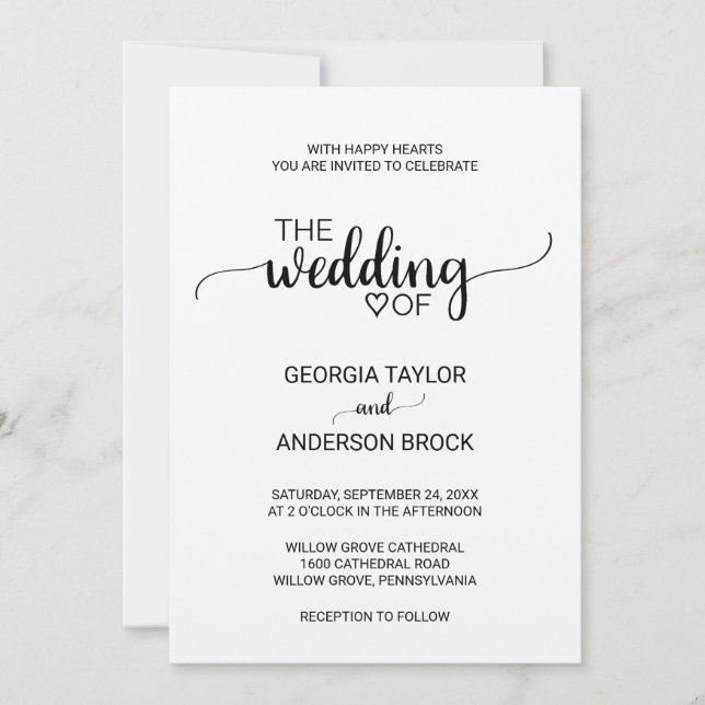 Simple Kraft Calligraphy Wedding Invitation (Front)