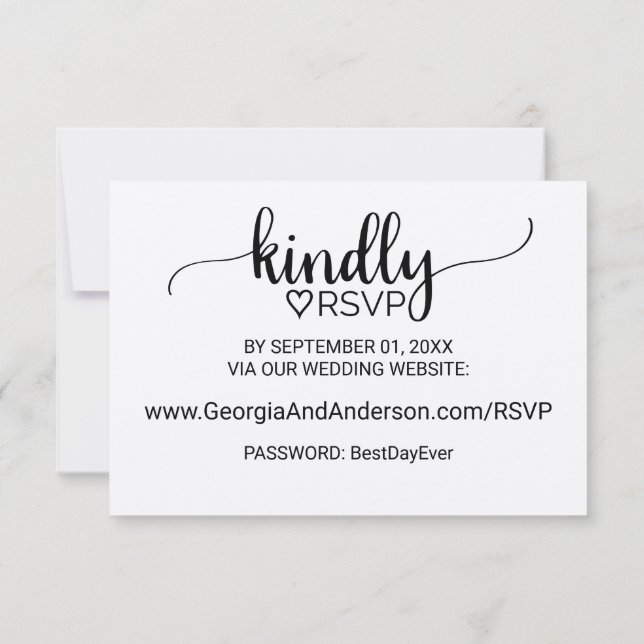 Simple Kraft Calligraphy Wedding Website RSVP Invitation (Back)