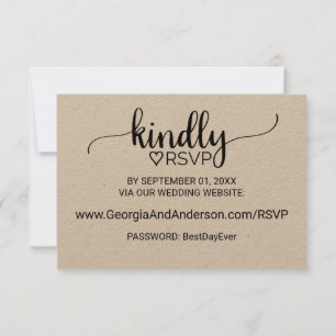 Simple Kraft Calligraphy Wedding Website RSVP Invitation