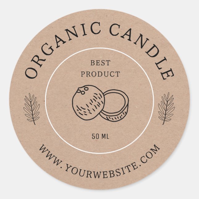 Simple  Kraft Candle Package  Classic Round Sticker (Front)