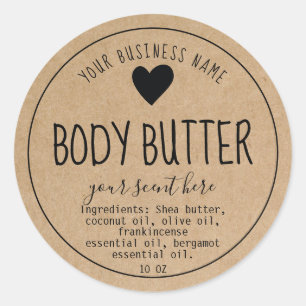 Simple Kraft Handmade Body Butter Scrub Lotion Cla Classic Round Sticker