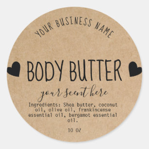 Simple Kraft Handmade Body Butter Scrub Lotion Cla Classic Round Sticker
