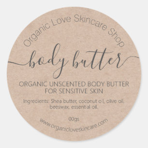 Simple Kraft Handmade Body Butter Scrub Lotion Classic Round Sticker