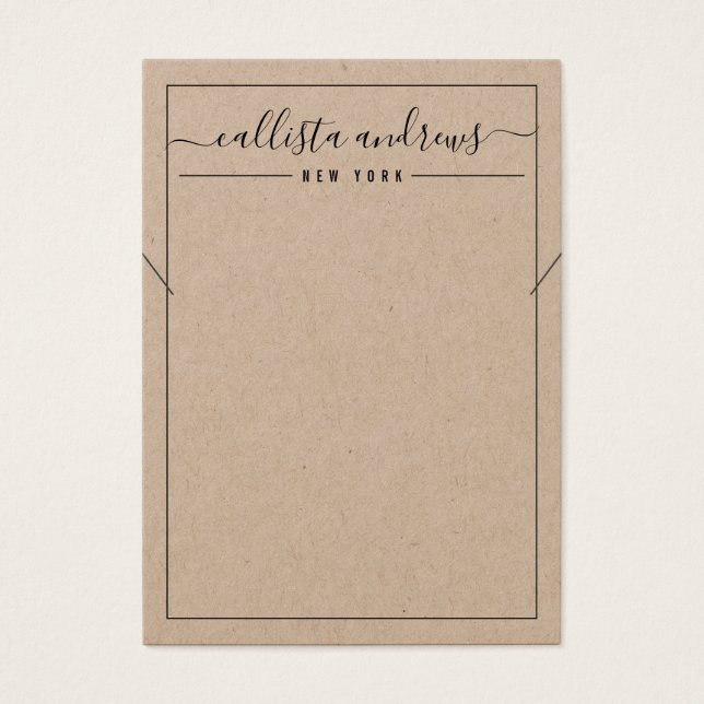 Simple Kraft Paper Cursive Necklace Display Card (Front)
