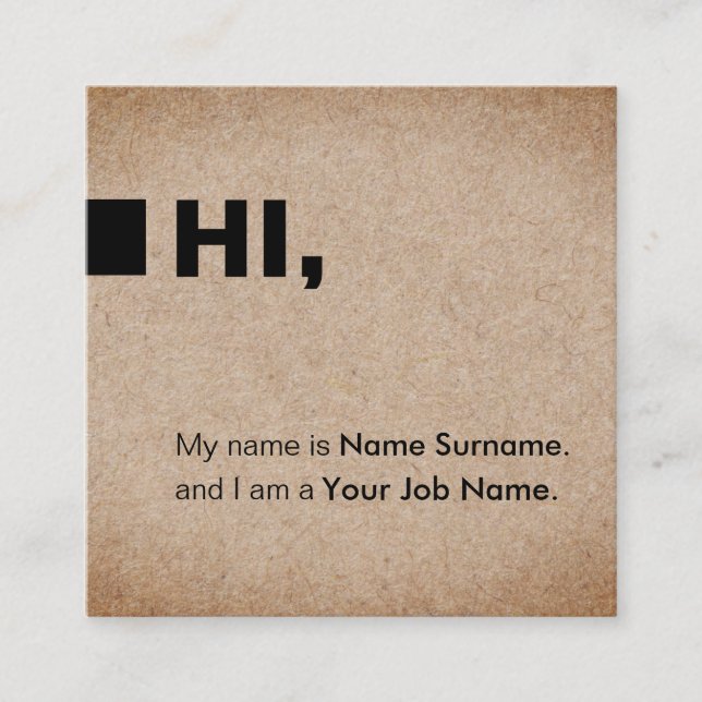 Simple Kraft Print Social Hi Square Business Card (Front)
