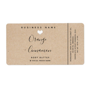 Simple kraft  typography white heart Body butter