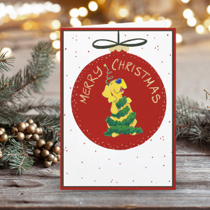 Simple Lab Christmas Tree Funny Folded Card