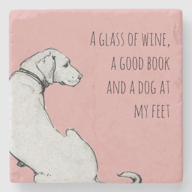 Simple Labrador Art Dog Mum Quote Pink Stone Coaster (Front)