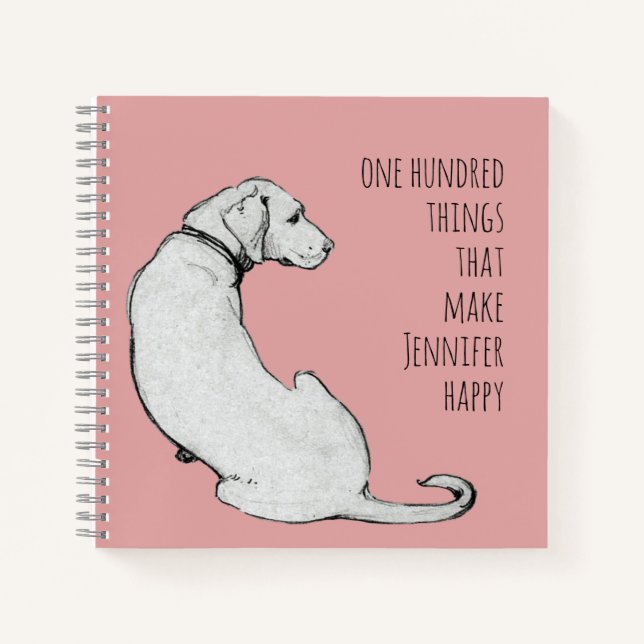 Simple Labrador Dog Art Pink Gratitude Journal  (Front)