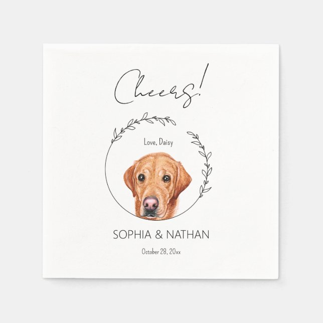 Simple Labrador Retriever Dog Wedding Cocktail  Napkin (Front)