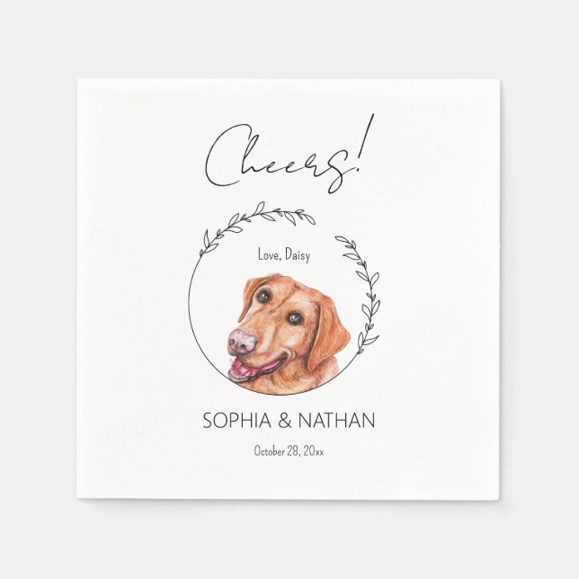 Simple Labrador Retriever Dog Wedding Cocktail  Napkin (Front)