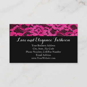 Simple Lace Hot Pink Black Fashion Romance Business Card