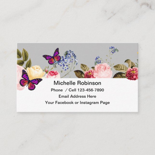 Simple Ladies Social Networking Contact Cards (Front)