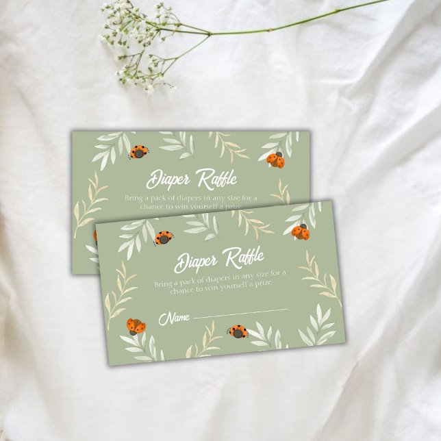 Simple Ladybug Greenery Diaper Raffle Baby Shower  Enclosure Card (Simple Ladybug Greenery Diaper Raffle Baby Shower Enclosure Card)