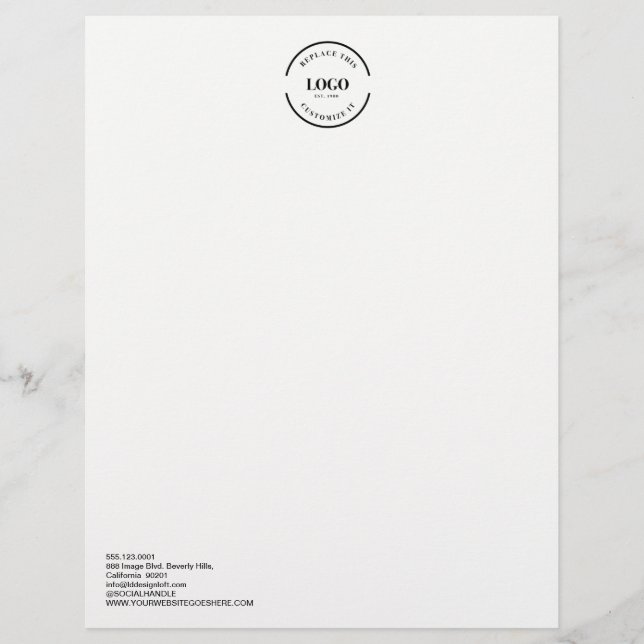 Simple LARGE Business logo customisable  Custom Letterhead (Front)