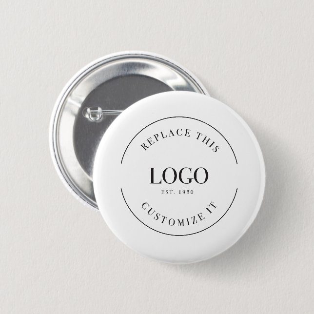 Simple Large business logo minimalist Custom 6 Cm Round Badge (Front & Back)