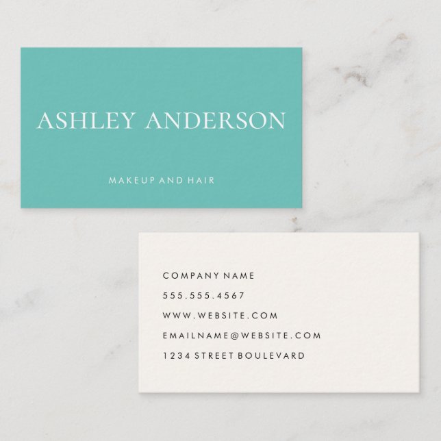 Simple Large Classic Text | Solid Colour Business Card (Front/Back)