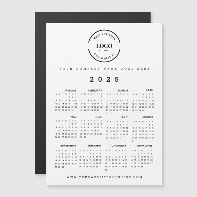 Simple large Logo Full 2025 Calendar Promotional (Front/Back)