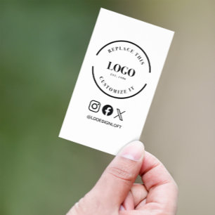 Simple Large Logo Website Social Icons Custom Business Card