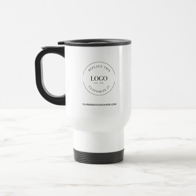Simple large logo with website Customisable Travel Mug (Left)