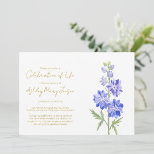 Simple Larkspur Celebration of Life Invitation