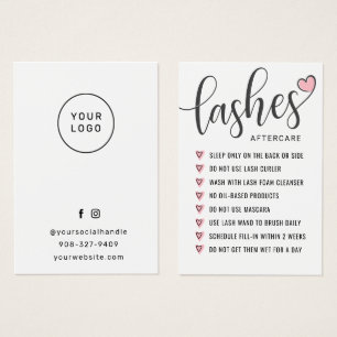 Simple  Lash Aftercare Eyelash Extensions Card