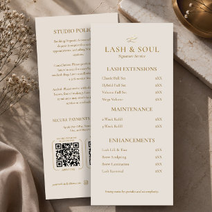 Simple Lash Brows Makeup Artist Price List QR Menu