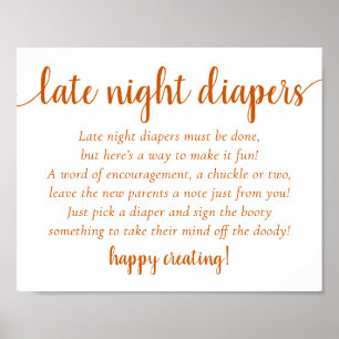 Simple Late Night Diapers   Fall Orange Shower Poster