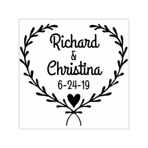 Simple Laurel Heart Custom Stamp