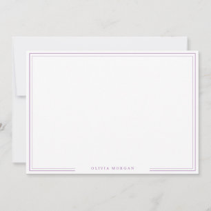 Simple Lavender Border Name Stationery  Note Card