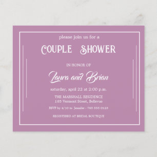 Simple Lavender  Budget Couples Shower Invitation Flyer