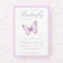 Simple Lavender Butterfly On The Way Baby Shower