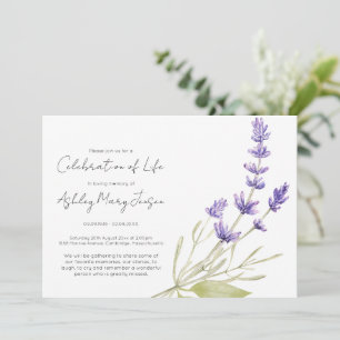Simple Lavender Celebration of Life Funeral Invitation