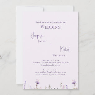 Simple Lavender Floral Wedding Invitation