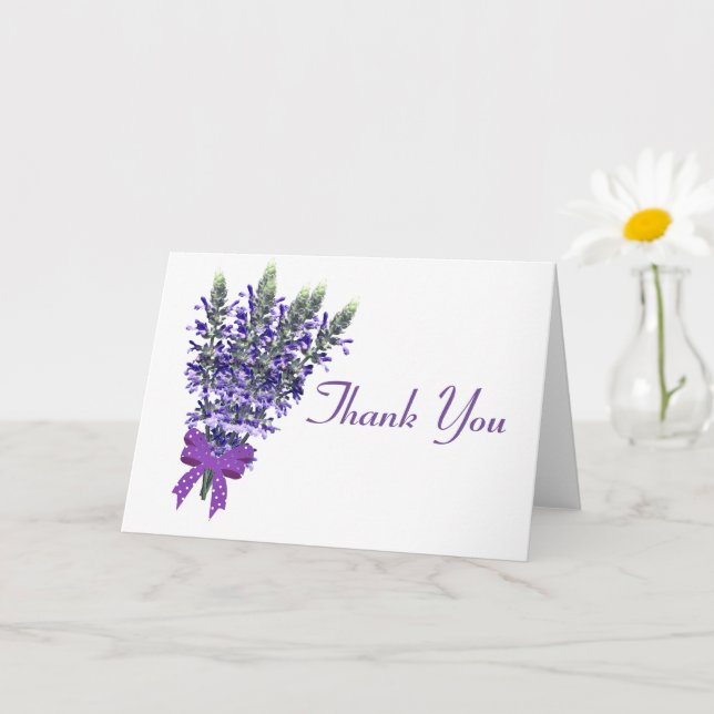 Simple Lavender Flower Bouquet Thank You Card (Small Plant)
