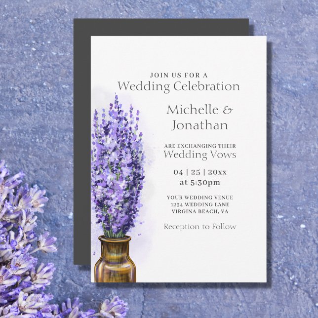 Simple Lavender Flowers Modern Floral Wedding Invitation (Creator Uploaded)