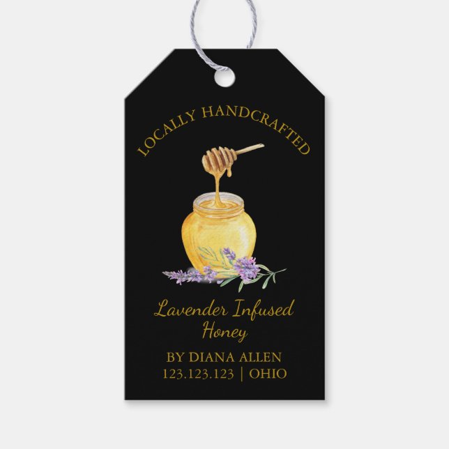 Simple Lavender Infused Honey Hang Tag l Black (Front)