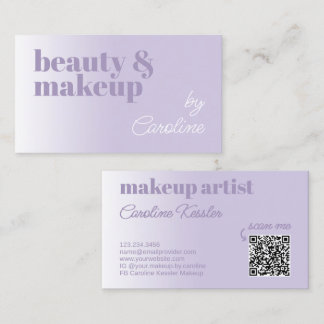 Simple Lavender Lilac Violet White Calligraphy Business Card