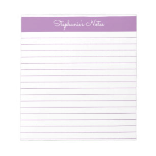 Simple Lavender Lined Personalised Notepad