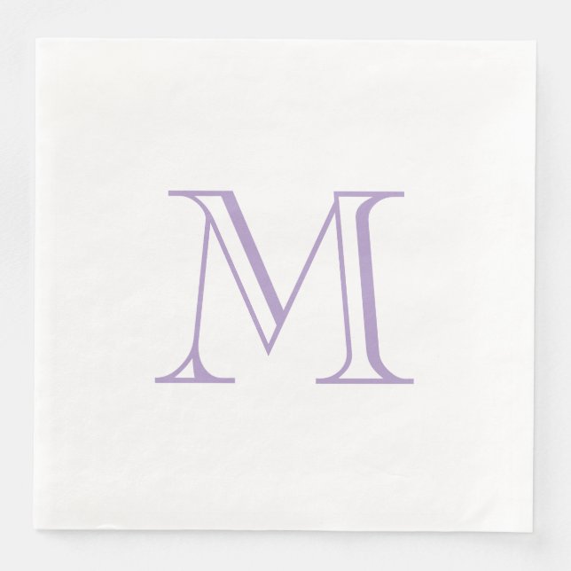 Simple Lavender Monogram Paper Napkin (Front)