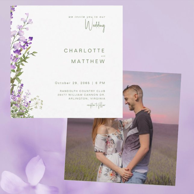 Simple Lavender Photo Square Wedding White (Creator Uploaded)