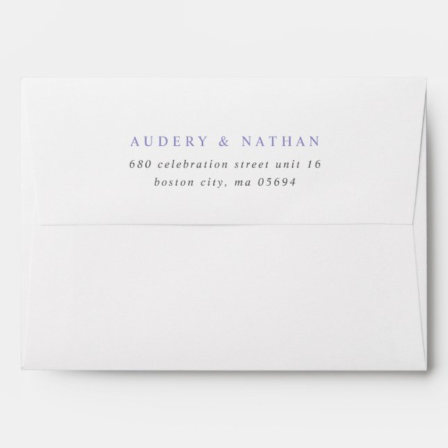 Simple Lavender Purple Address Envelope (Back (Top Flap))