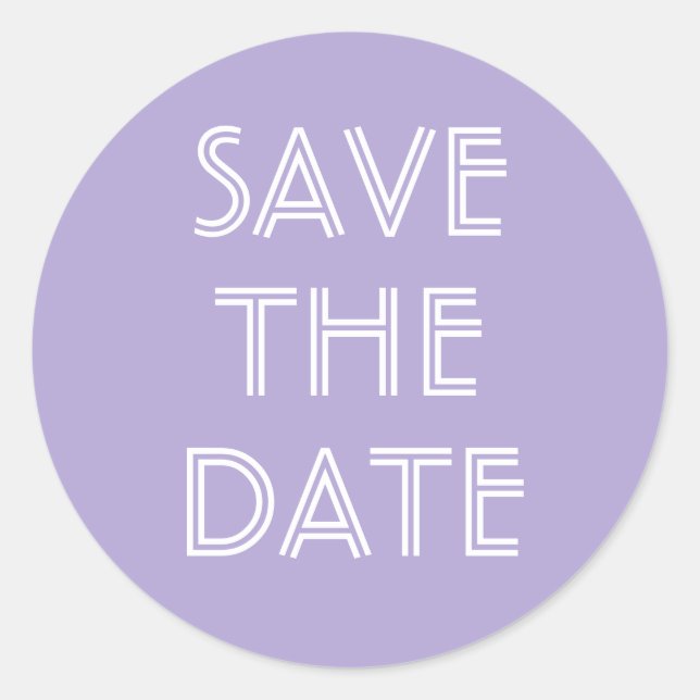 Simple Lavender Save The Date Sticker (Front)
