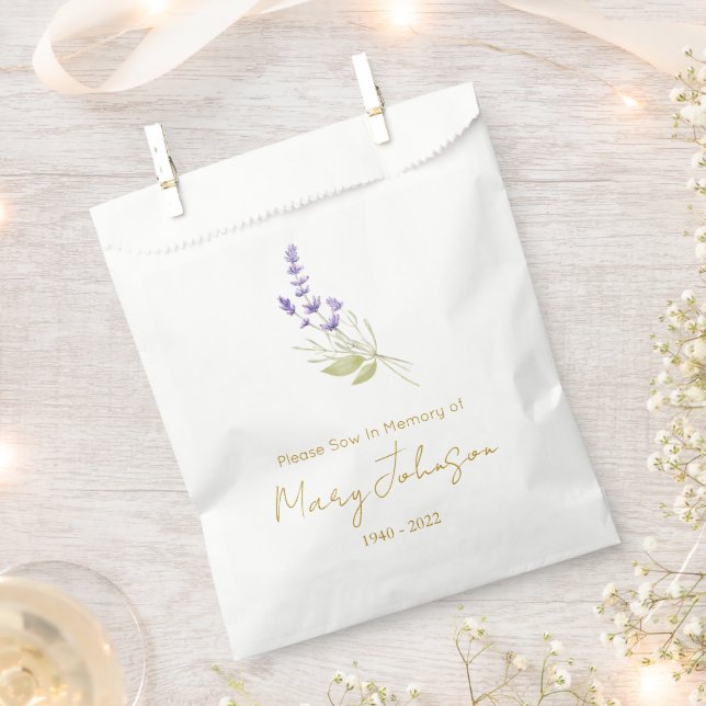Simple Lavender Seed packet Funeral  Favour Bags (Clipped)