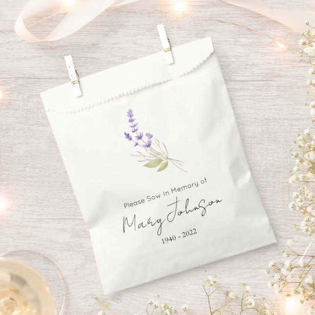 Simple Lavender Seed packet Funeral  Favour Bags (Clipped)