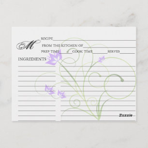 Simple Lavender Swirly Swirl Recipe Cards
