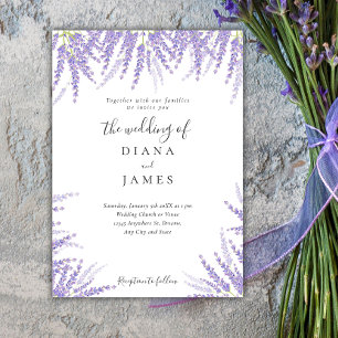 Simple Lavender violet floral Wedding Invitation