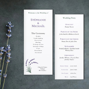 Simple Lavender Wedding Ceremony Program Menu