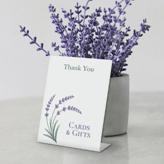 Simple Lavender Wedding Gifts & Cards Pedestal Sign